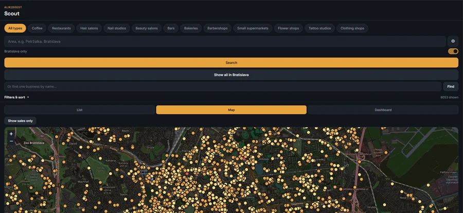 AlmiBoost Scout map view